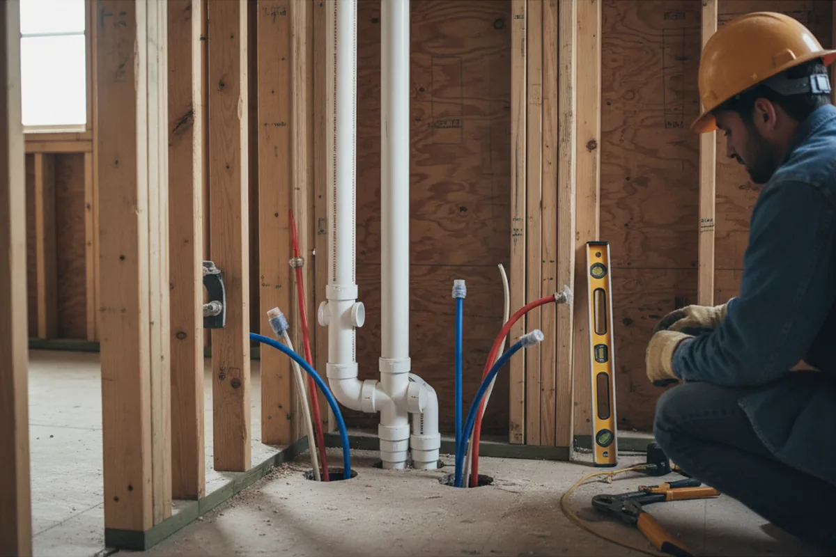 Drain and supply rough-in during Leak Detection in Cromona